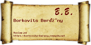 Borkovits Berény névjegykártya